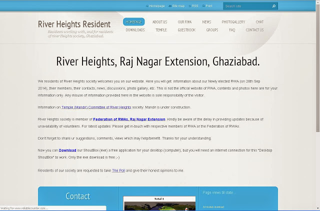 Website of RWA of River Heights, Raj Nagar Extension, Ghaziabad.